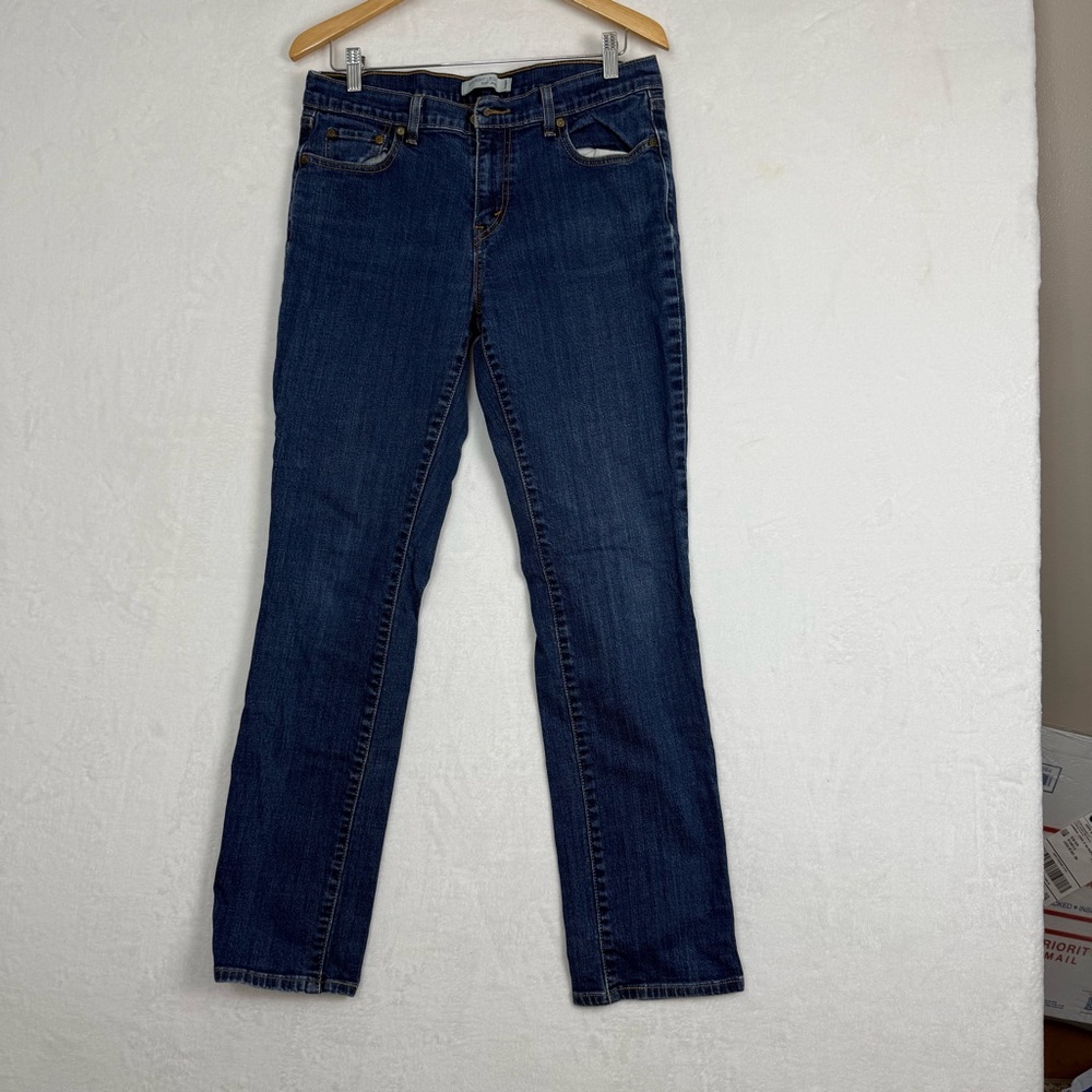 Levi’s 505 Straight Leg Jeans Women’s Size 12 L Dark Wash Stretch